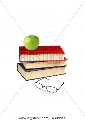 Groene appel en boeken