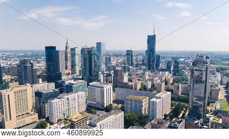 7.22.2022 Warsaw, Poland. Summertime In Warsaw. Skyline Perspective Of Neomodern Skylines - The High