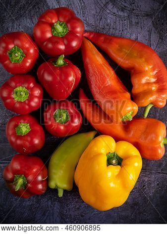 Green , Yellow And Red Bell Pepper Background