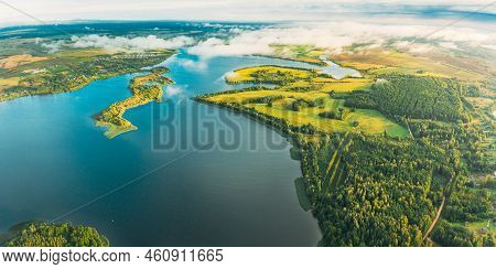 Lyepyel District, Lepel Lake, Beloozerny District, Vitebsk Region. Aerial View Of Residential Area W