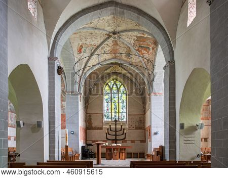 Bergneustadt, Germany - July 10, 2021: View Throught The Main Aisle Of The Wiedenest Church On July 