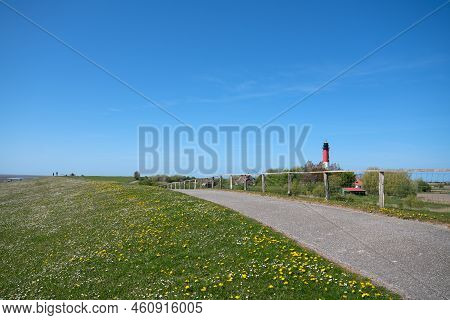 Panoramic Image Of The Landscape Along The Dikes Of Pellworm, North Frisia, Germany