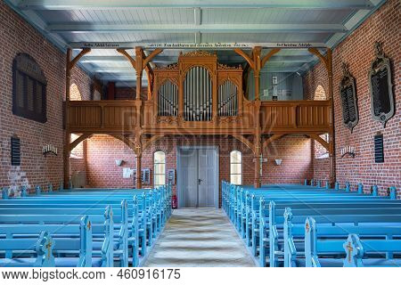 Pellworm, Germany - May 9, 2022: View Throught The Main Aisle Of The New Church Of Pellworm On May 9