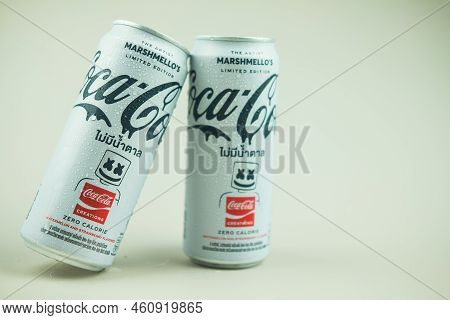 Samut Prakan, Thailand - August 26, 2022 : A New Cand Of Marshmello's Limited Edition Coca-cola, Str