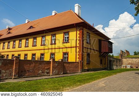 Terezin, Czech Republic - May 11, 2018:  The Small Fortress Of Terezín Concentration Camp, Now A Par