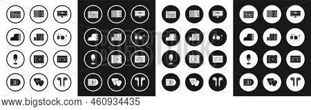 Set Sound Or Audio Recorder On Monitor, Stereo Speaker, Grand Piano, Music Synthesizer, Drums, Tape 