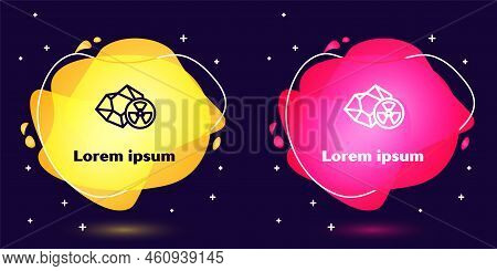 Set Line Radioactive Icon Isolated On Blue Background. Radioactive Toxic Symbol. Radiation Hazard Si
