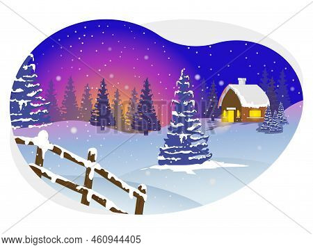 Merry Christmas Winter Days And Snowfall Illustration.