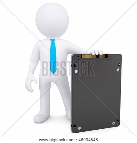 3d 白人持有固态驱动器