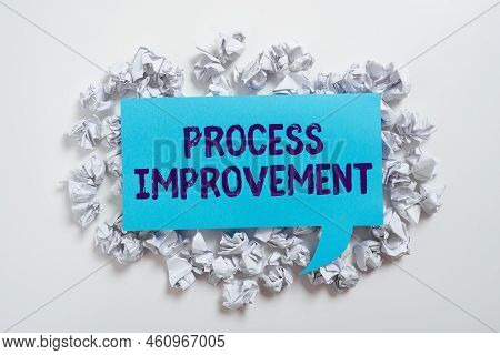 Text Caption Presenting Process Improvement. Business Idea Optimization Meet New Quotas Standard Of 