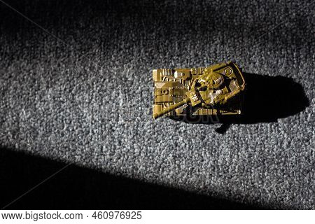 Toy Tank With Camouflage Color. Military Vehicles Toy. Simple Cheap Toys For Children, Warfare, Warz