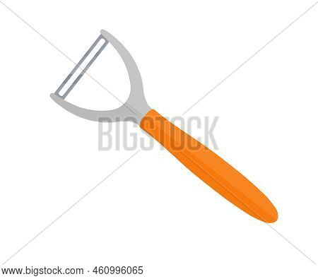 Vegetable Peeler, Stainless Instrument For Serving Food Logo Design. Cooking Utensil, Fruit And Vege
