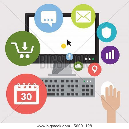 Desktop computer with icons