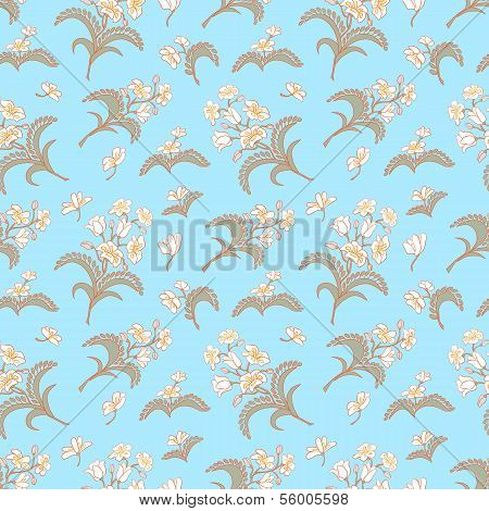 Blue Seamless Pattern With Floral Ornament