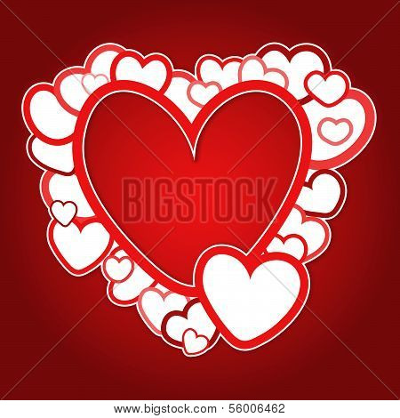 Red vector frame of hearts