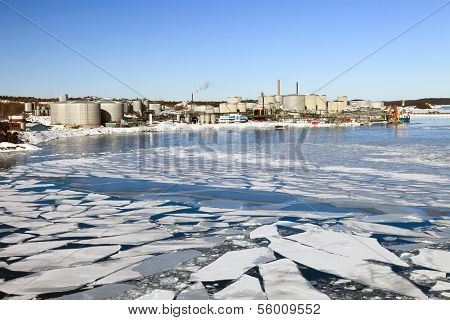 Refinery In Winter Scenery