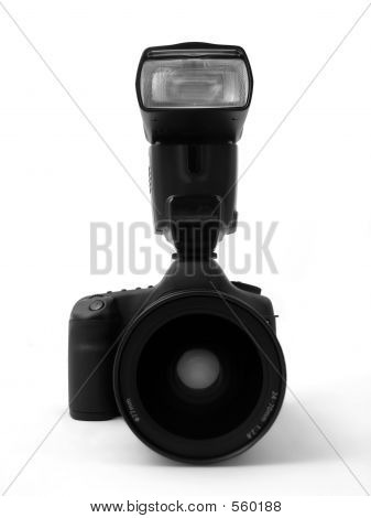 Fotocamera (focus On corpo/flash della fotocamera - lente sinistra intenzionalmente Blu