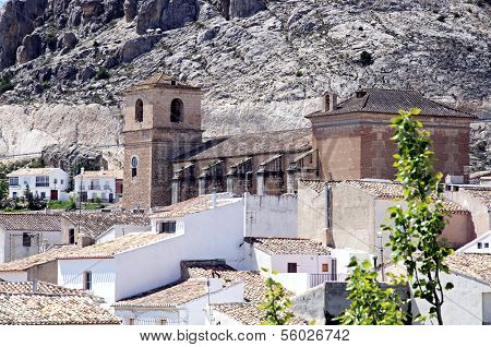 Church in white village, Velez Blanco, Spain.