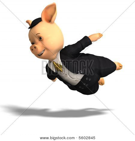 cute Cartoon Schwein mit Kleidung