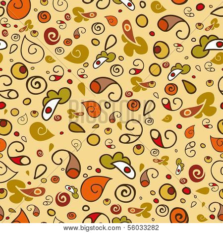 Seamless pattern with hand drawn floral elements