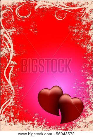 postcard two red hearts