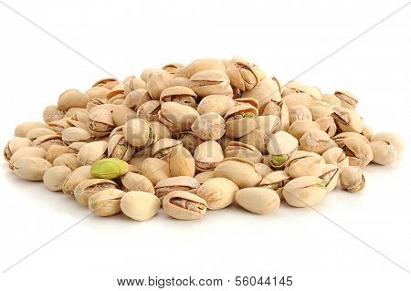 Close-up image of pistachios studio isolated on white background