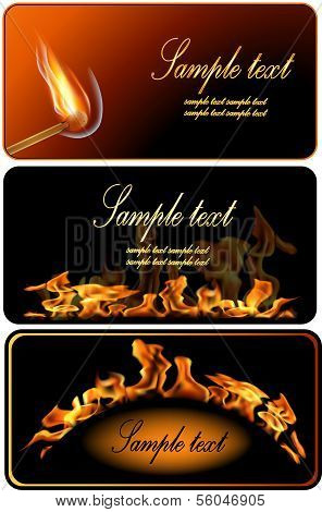 Set of Fire Flame Banner.