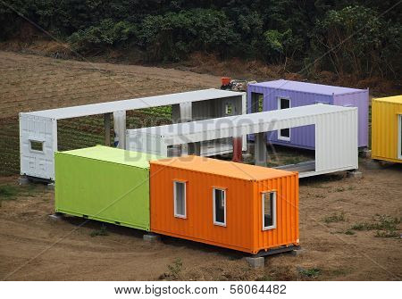 Colorful Container Houses Are Assembled