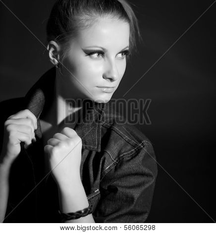 Closeup portrait of a young beautiful model.