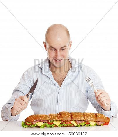 Man With Large Sandwich.