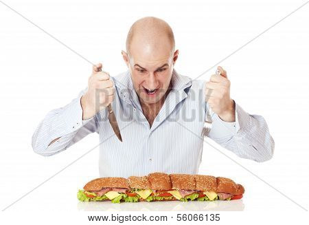 Man With Large Sandwich.