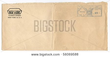  US - CIRCA 1949: Vintage envelope postmarked 4 Mar 1949, New York, New York, circa 1949