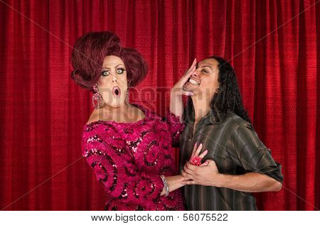 Cringing Transvestite And Kissing Man