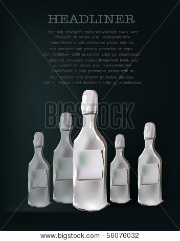 background with bottles made of plasticine
