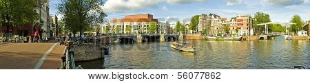 Panorama from Amsterdam inner city with the Amstel in the Netherlands