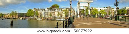Panorama from Amsterdam with the Thiny bridge in the Netherlands