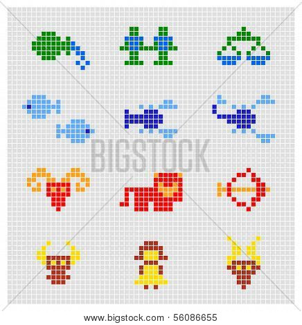 Vector set of pixel zodiac signs