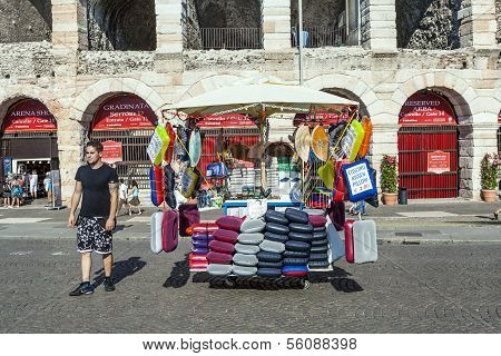 People Pose At The Arena Of Verona