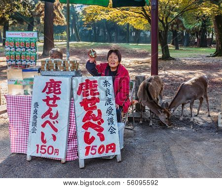Senbei Stall on the roadside in Nara