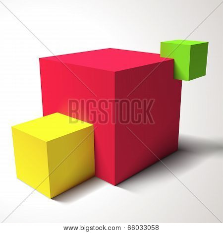 Composition with brignt colored cubes