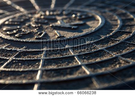 Close-up Of The Metal Manhole Cover