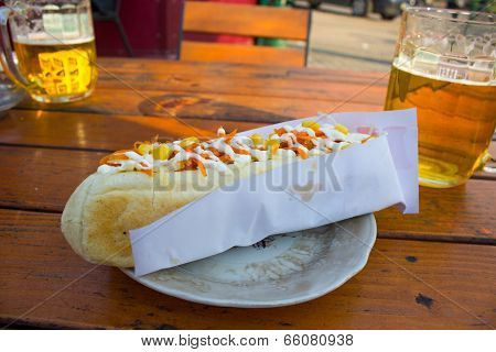 Hot Dogs On A Table