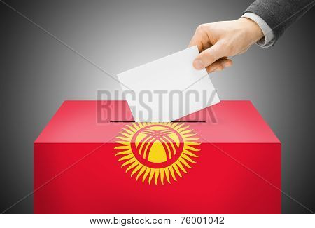 Voting Concept - Ballot Box Painted Into National Flag Colors - Kyrgyzstan