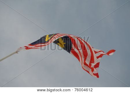 Malaysian flag in windy air