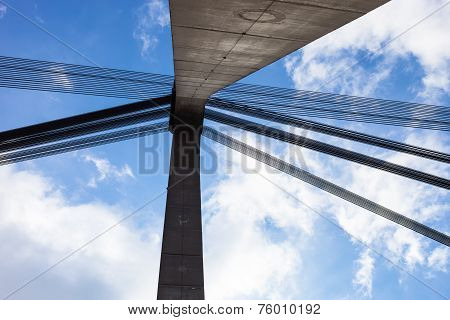 Pylon And Cables Of The Cable-stayed Bridge In Kyiv