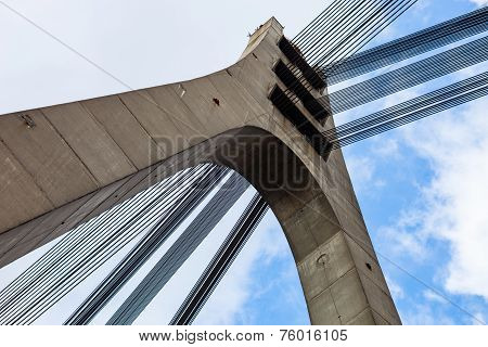 Pylon And Cables Of The Cable-stayed Bridge In Kyiv
