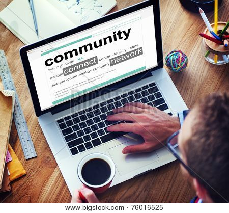 Man Reading the Definition of Community