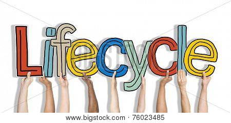 Lifecycle Arms Raised Colorful Multi Ethnic Live Concept 