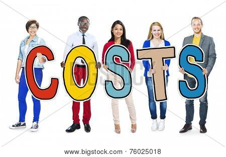 Group of People Standing Holding Costs Letter