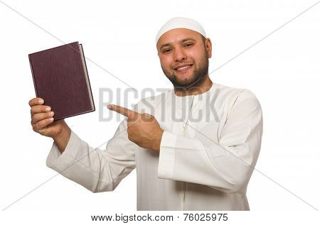 Concept with arab man isolated on white